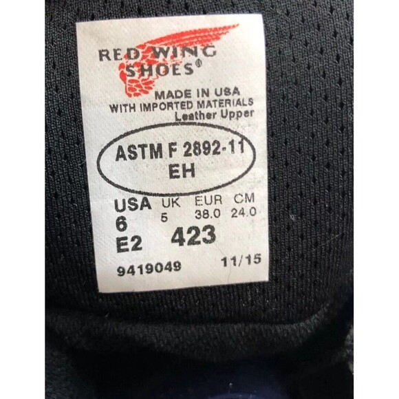 Red Wing CRV ASTM F2892-11 Men US 6 Black Leather Lace-Up Waterproof Combat Boot - Picture 6 of 10